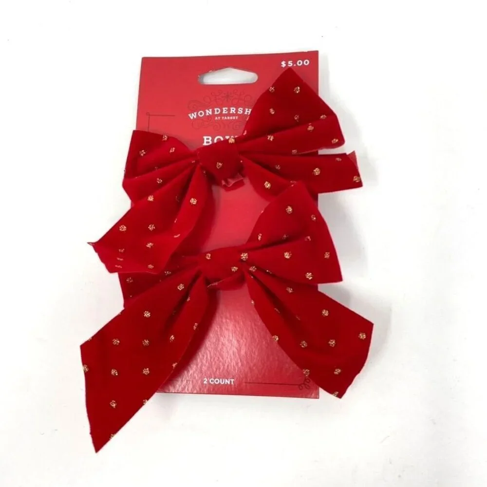 Target 2ct Metallic Polka Dot Christmas Decorative Bow Red - Wondershop™